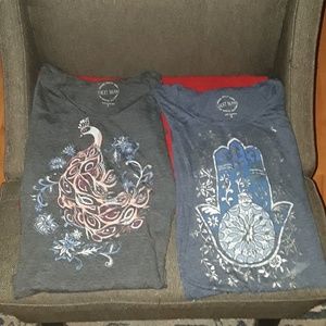2 lucky brand graphic tees